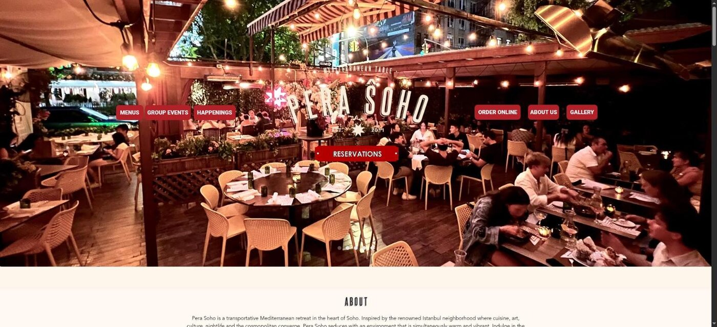Pera Soho restaurant website